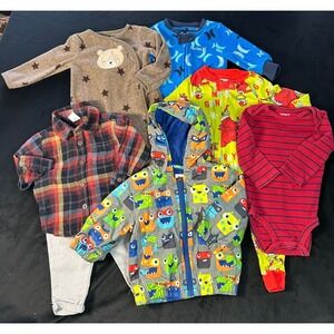 Baby Boys Clothing Bundle 6-12 Months Carter's Grinch Hurley Fleece Sleepwear